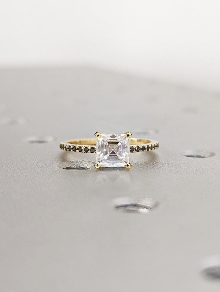 Discover asscher pave lab grown diamond engagement ring online