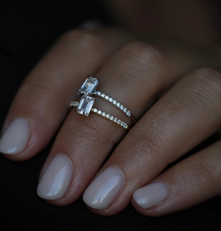 Buy emerald cut solitaire diamond engagement ring with free shipping