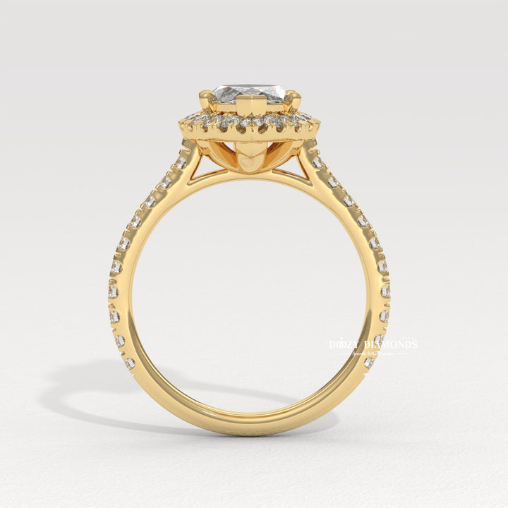 Marquise solitaire engagement ring finished in polished solid gold
