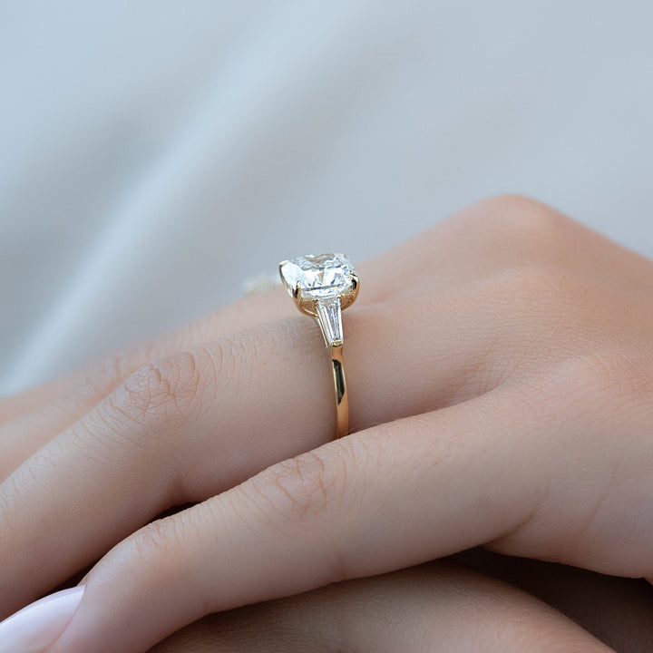 Buy cushion cut three stone diamond engagement ring with free shipping