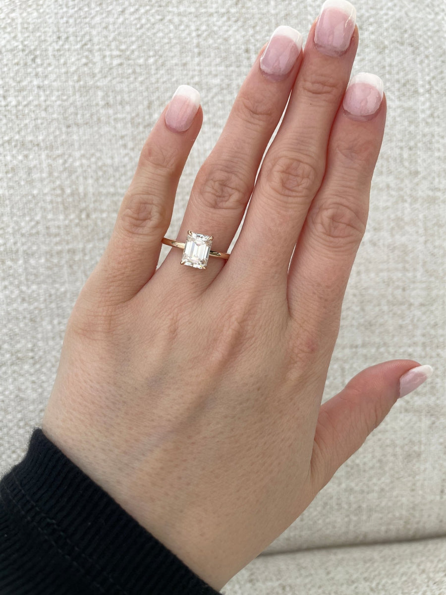 2.0 - 4.0 CT Emerald Cut Lab Grown Diamond Solitaire Engagement Ring - Doozy Diamonds
