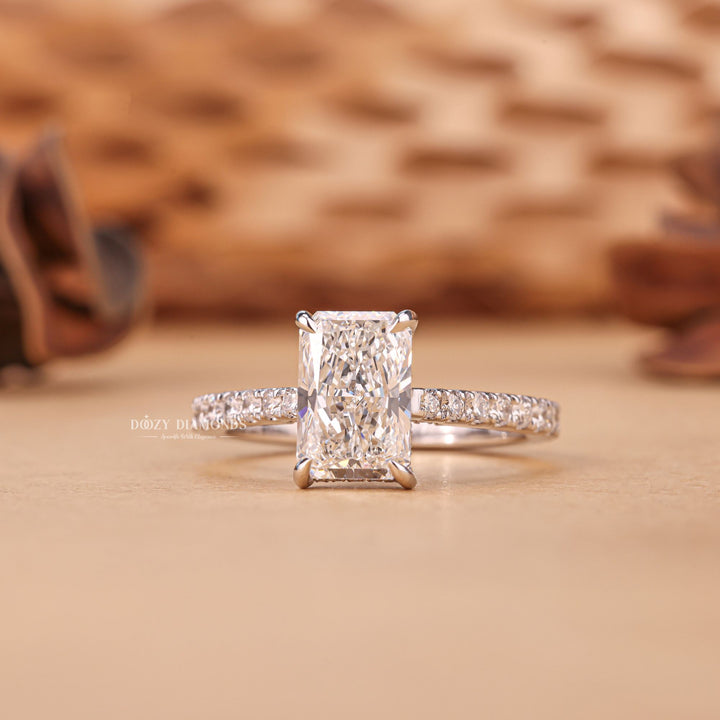 1.50CT radiant hidden halo lab grown diamond engagement ring for sale