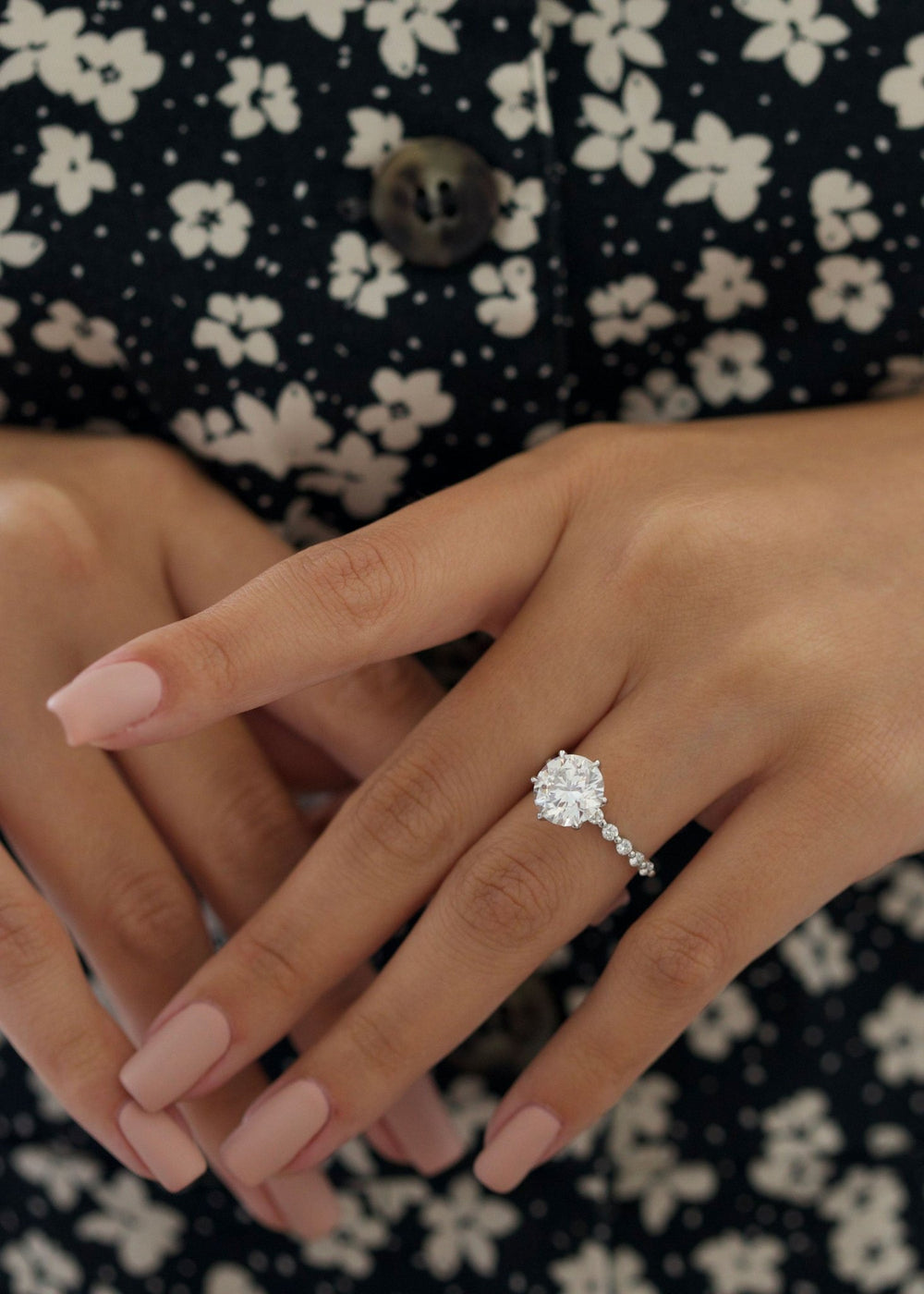 Buy round cut pave diamond engagement ring with free shipping