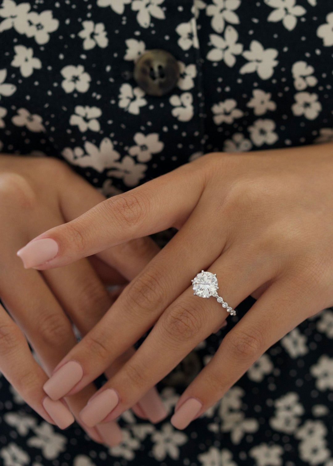 Buy round cut pave diamond engagement ring with free shipping