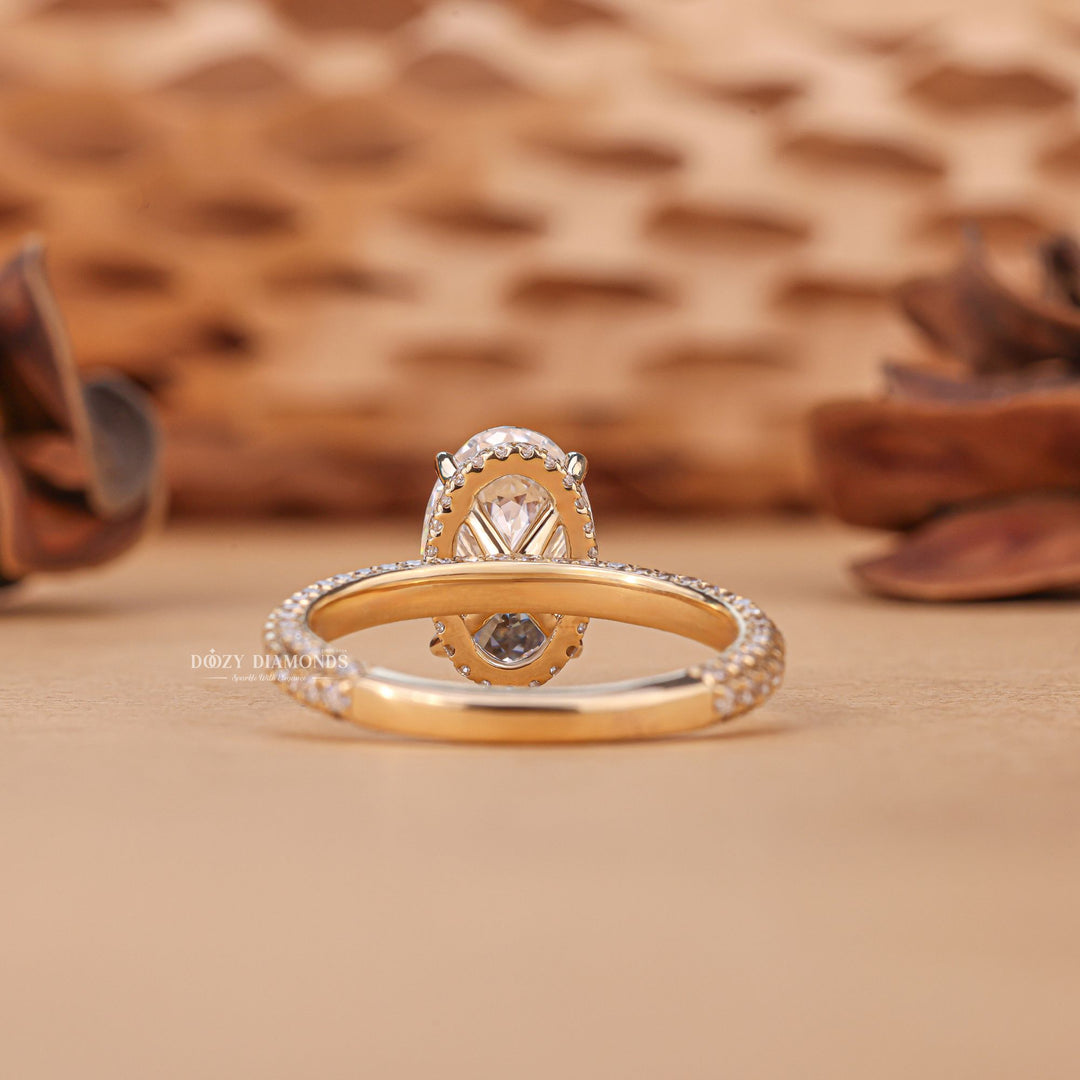 Shop oval cut hidden halo lab grown diamond engagement ring online