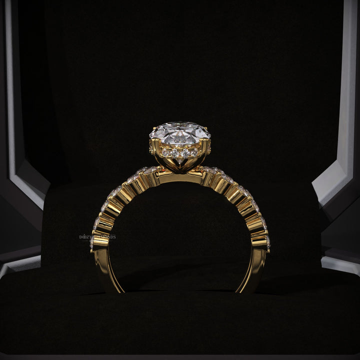 2.50ct Oval Lab Grown Pave Engagement Ring & Distance Pave Wedding Band