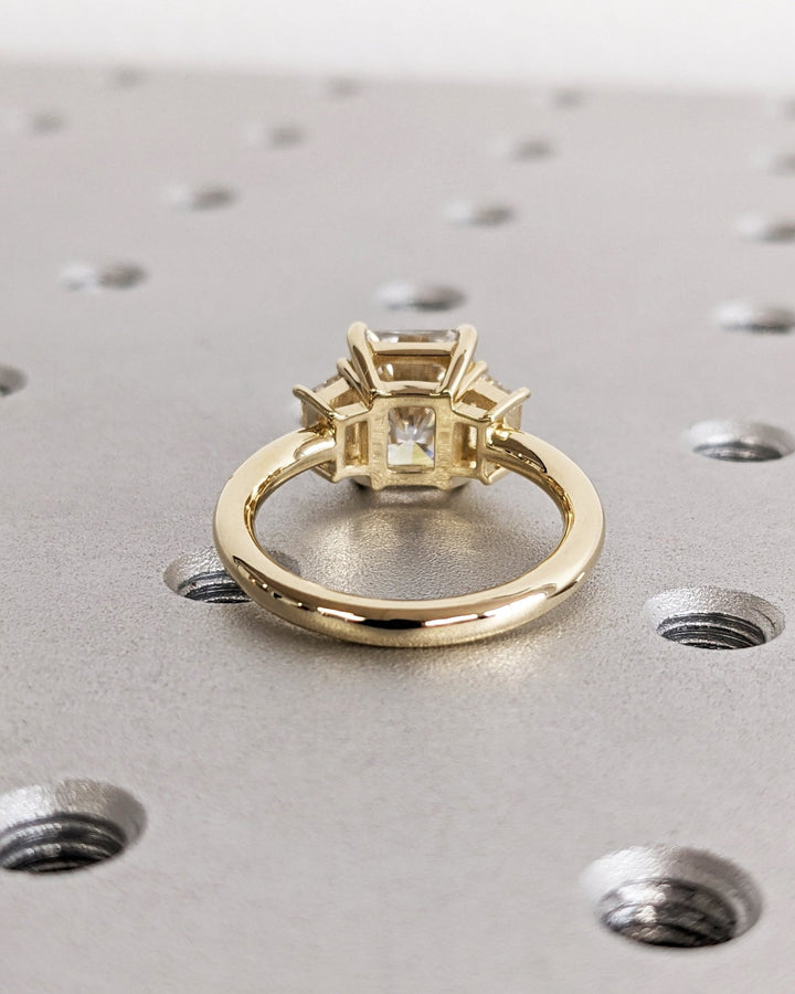 Radiant solitaire engagement ring with certified lab grown diamond