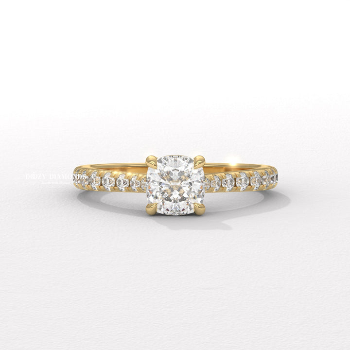 Cushion solitaire lab grown diamond engagement ring for sale