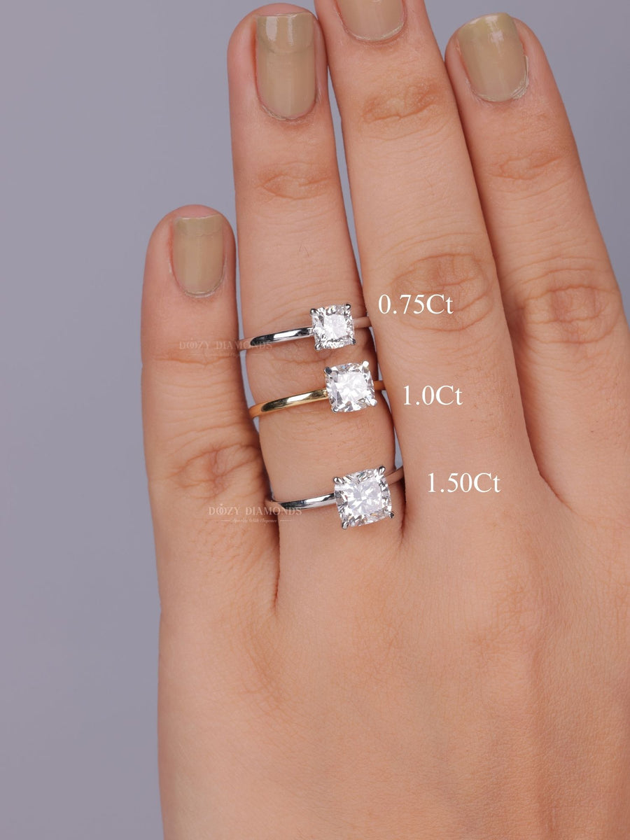 Discover cushion solitaire lab grown diamond engagement ring online