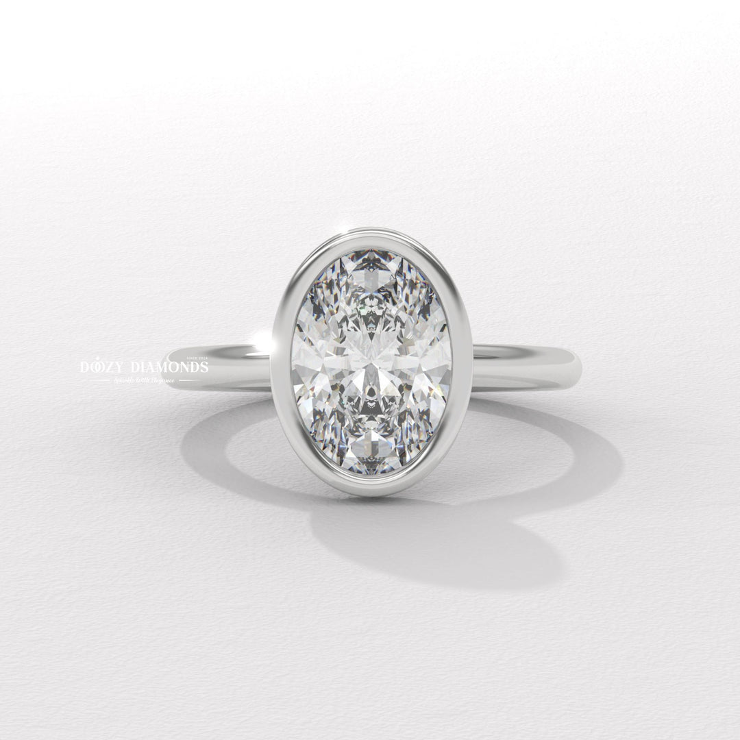 Classic oval bezel engagement ring crafted for everyday wear