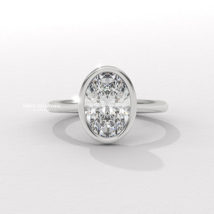 Classic oval bezel engagement ring crafted for everyday wear