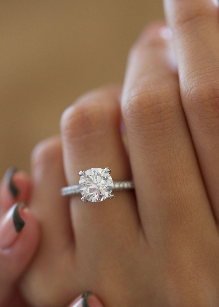 Buy 3.0CT round pave lab grown diamond engagement ring online
