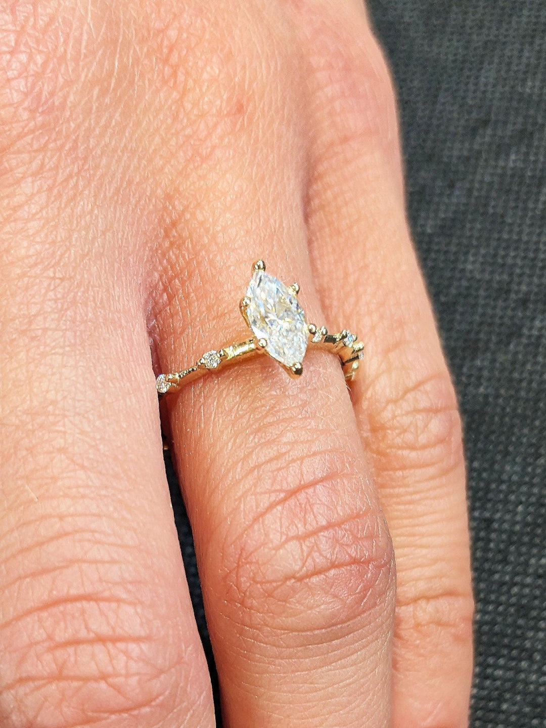 Buy marquise cut pave diamond engagement ring with free shipping
