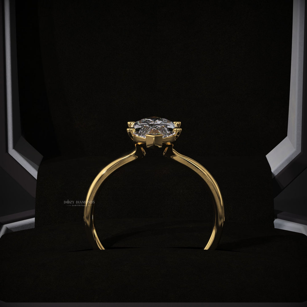 Marquise solitaire diamond engagement ring available in multiple metals