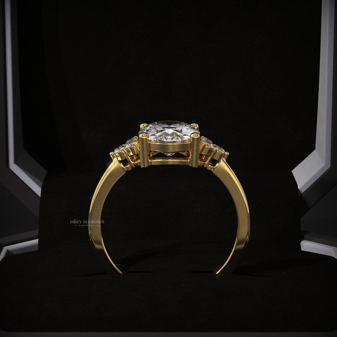 Premium oval cut cluster engagement ring crafted in solid gold