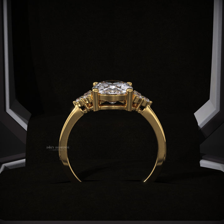 Premium oval cut cluster engagement ring crafted in solid gold