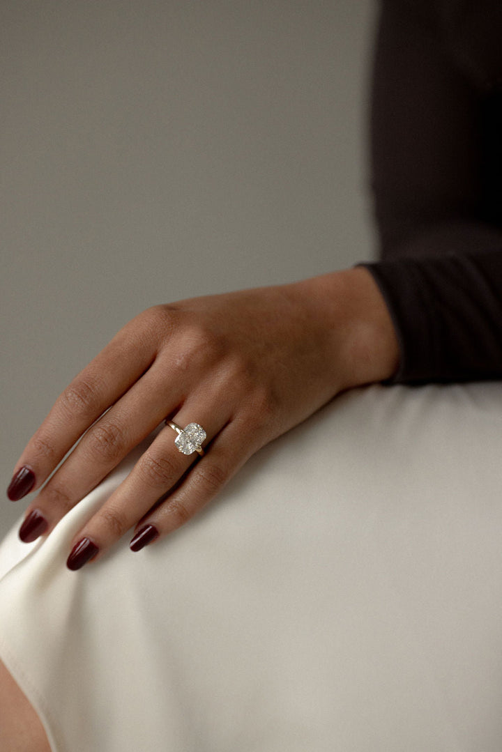 5.0CT Elongated Cushion F - VS Lab Grown Solitaire Diamond Bridal Ring Set - Doozy Diamonds