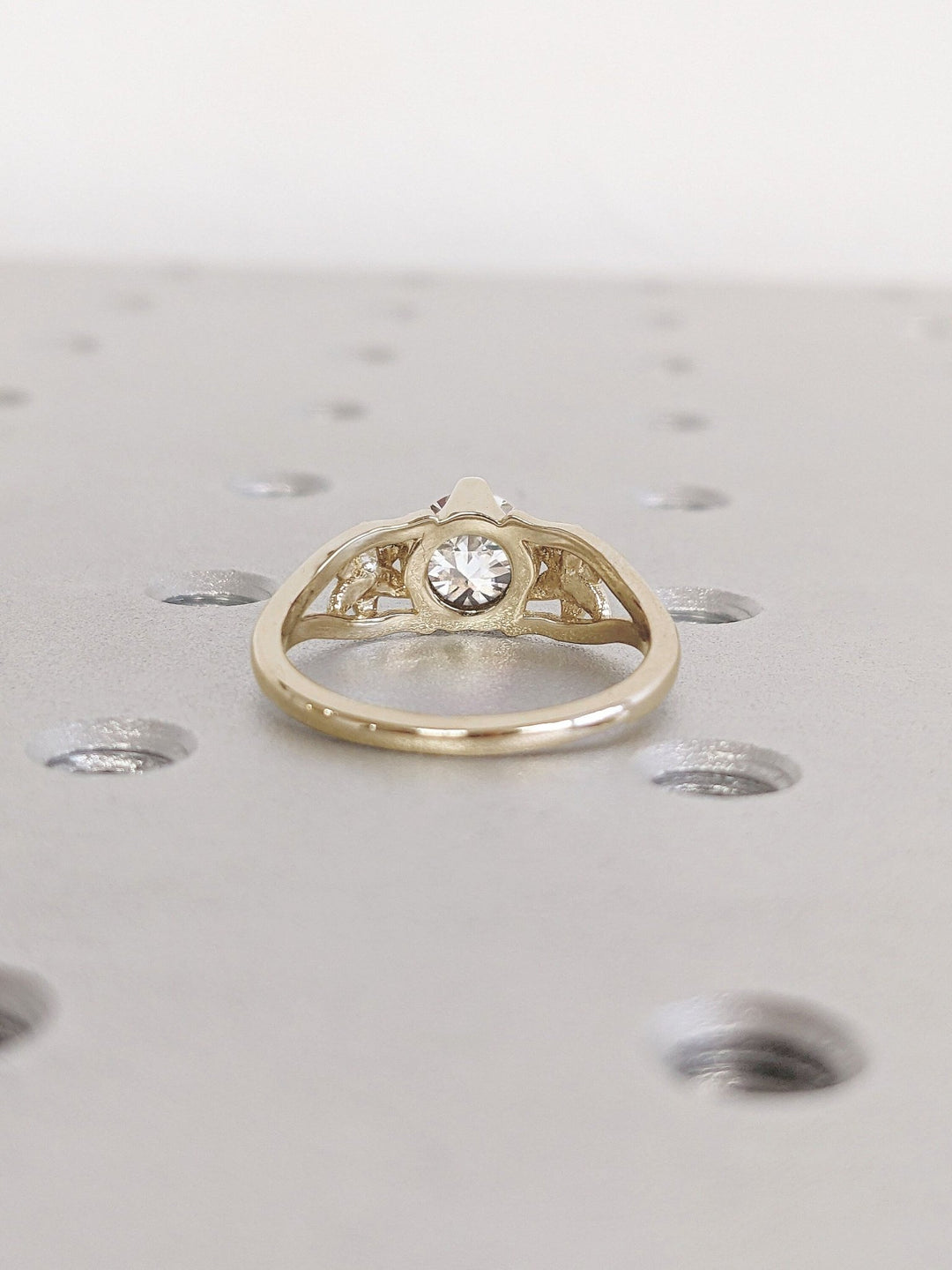 Round solitaire lab grown diamond ring in jewelry gift box