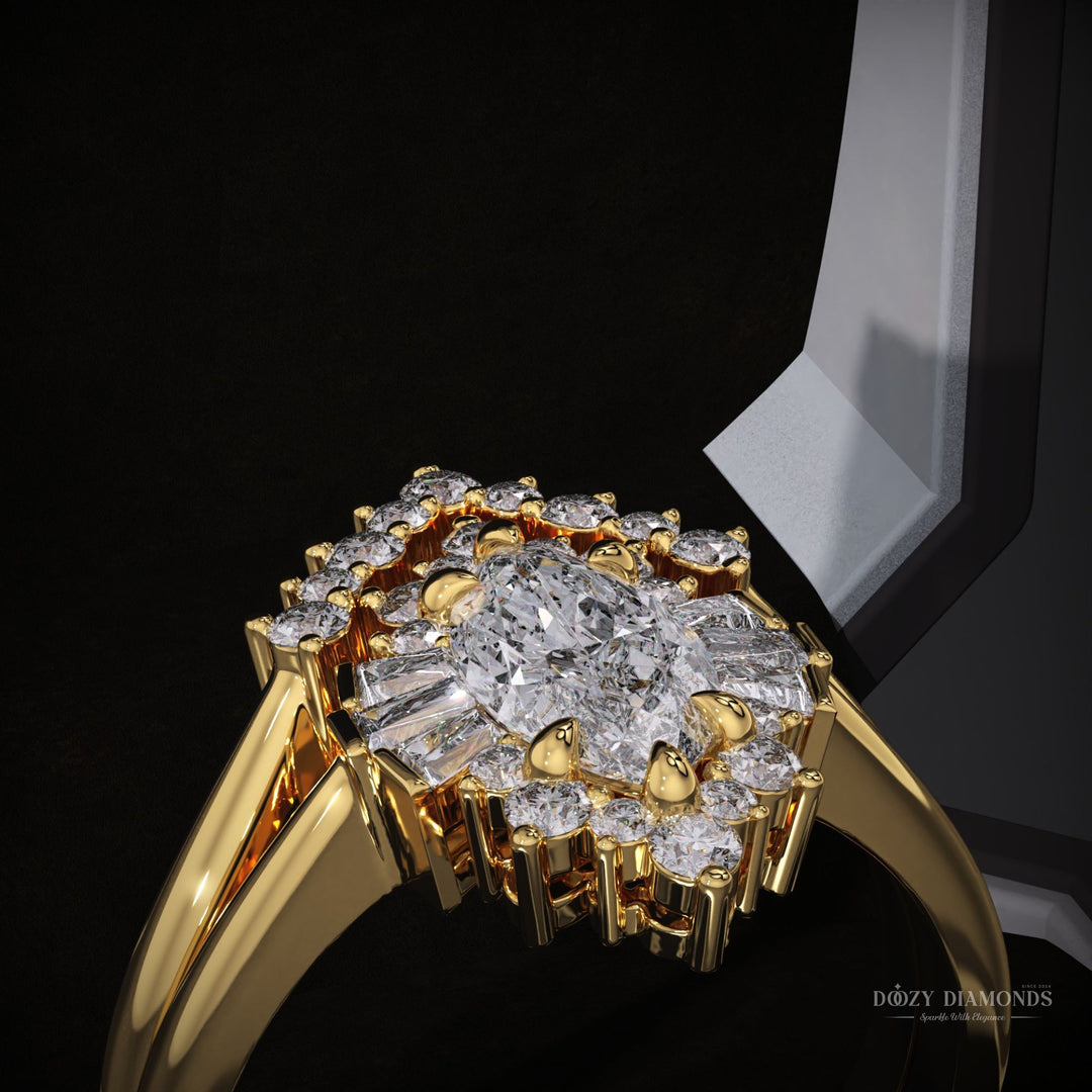 1.50ct Marquise Lab Grown Diamond Cluster Engagement Ring With Matching Band
