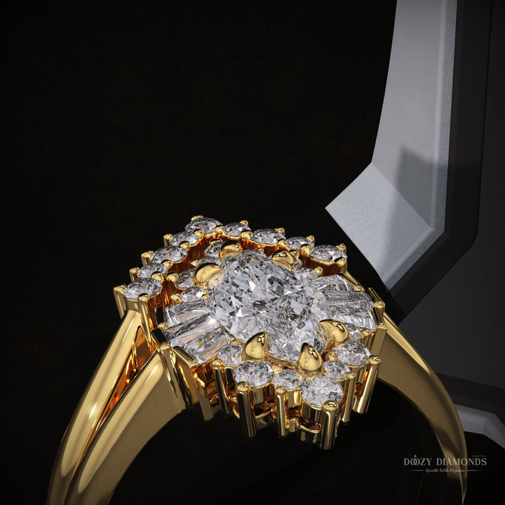 1.50ct Marquise Lab Grown Diamond Cluster Engagement Ring With Matching Band