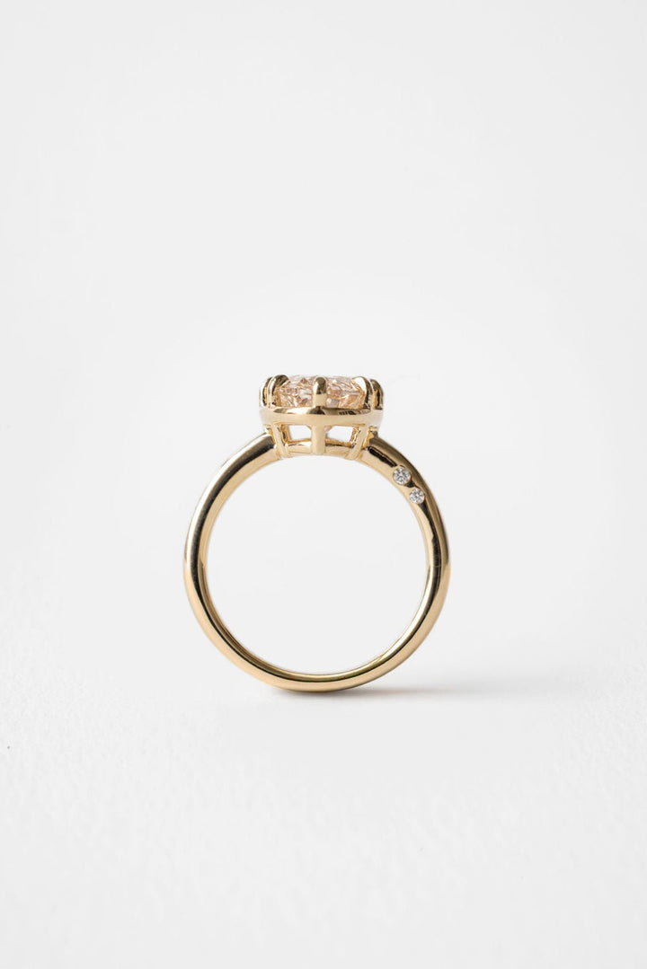 3.0CT Antique Cut Moval F - VS Lab Grown Unique Claw Diamond Bridal Ring Set - Doozy Diamonds