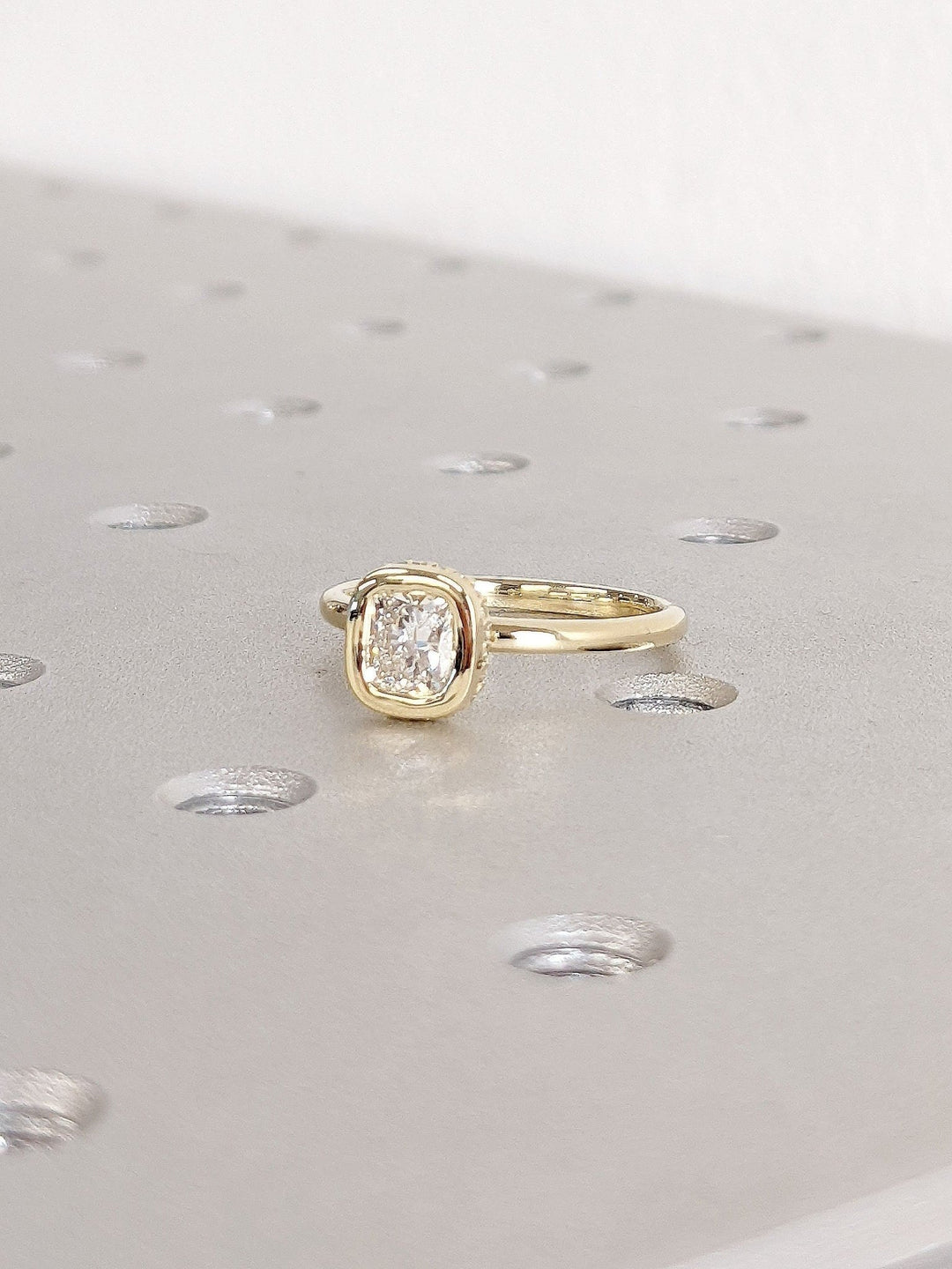 Shop cushion hidden halo lab grown diamond engagement ring