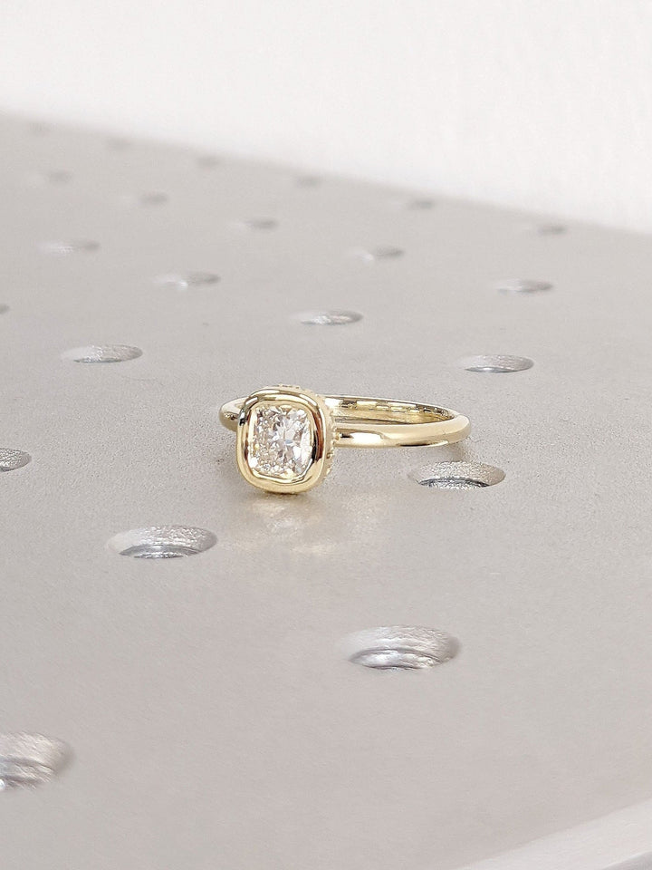 Shop cushion hidden halo lab grown diamond engagement ring
