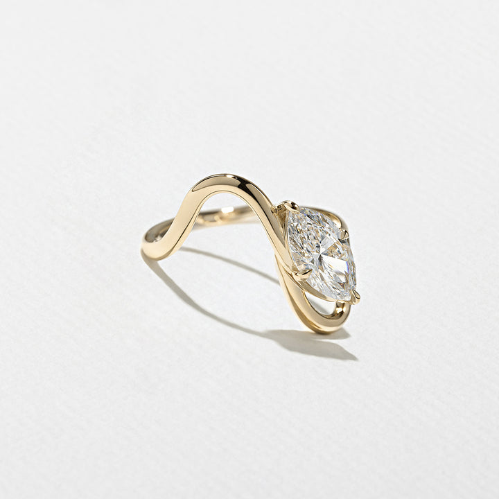 1.25CT Marquise E - VS Lab Grown Curved Wedding Ring With Curved Pave Band - Doozy Diamonds