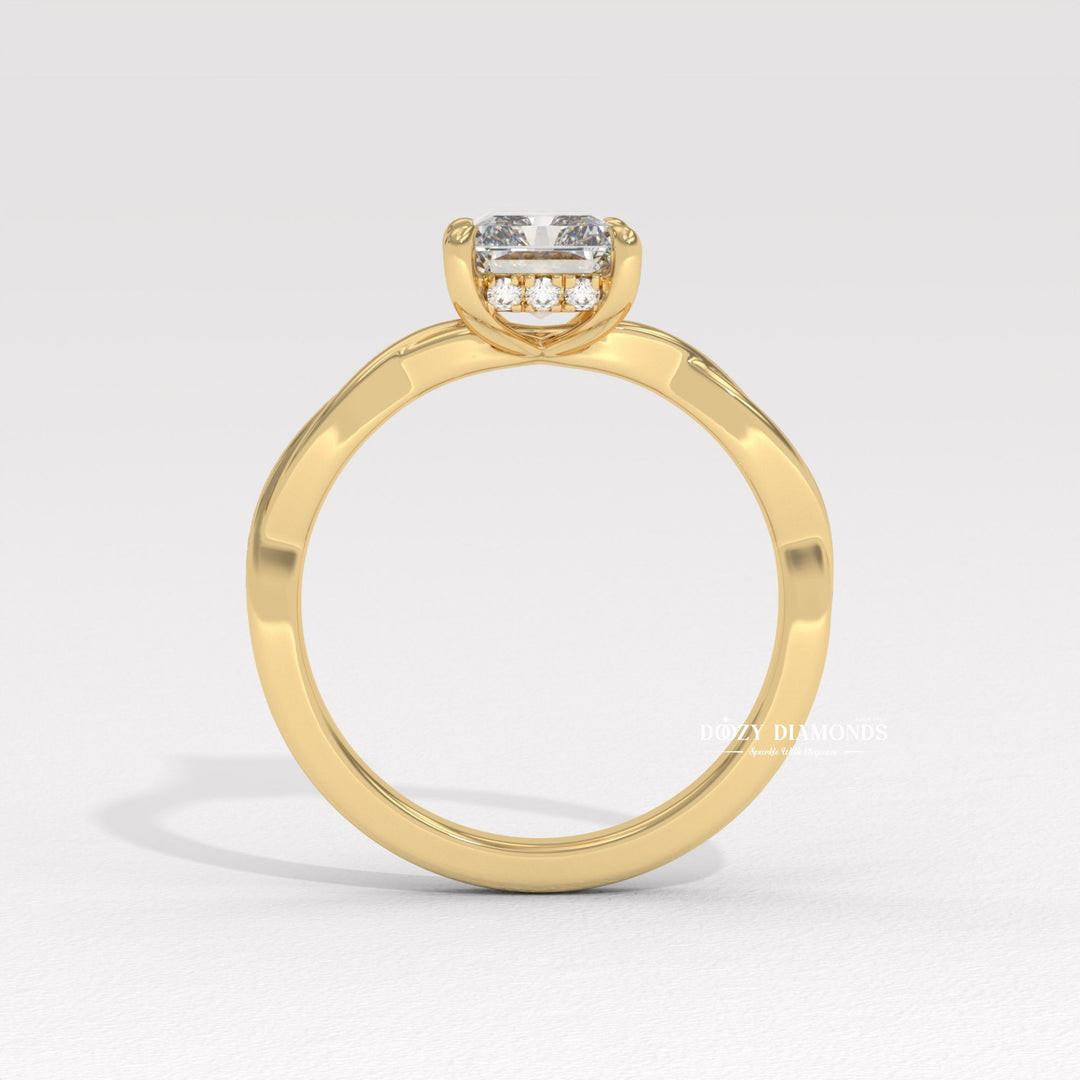 Premium radiant cut solitaire engagement ring crafted in solid gold