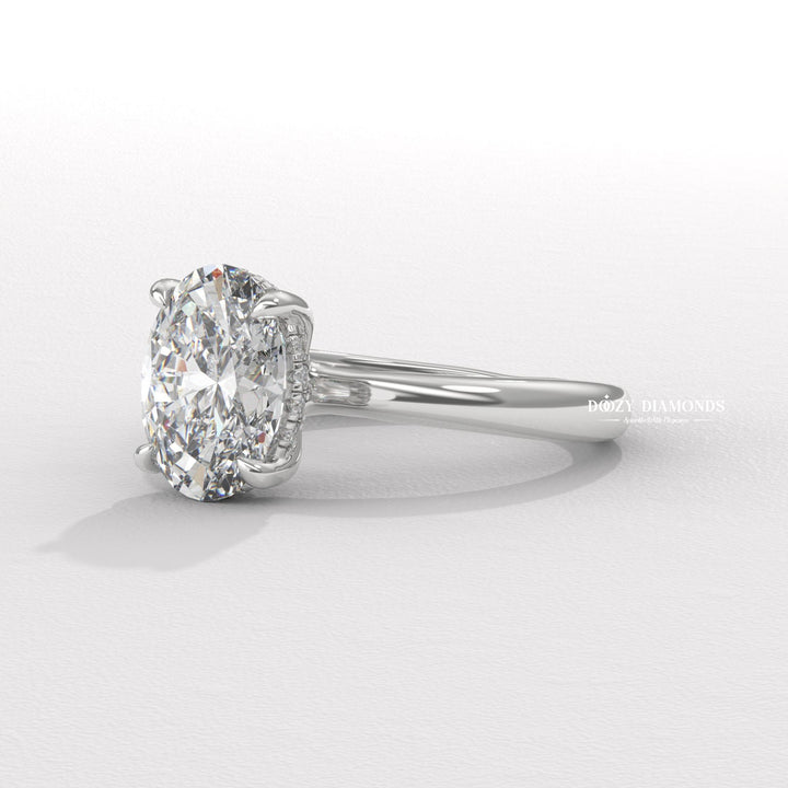 IGI certified oval cut diamond in solitaire engagement ring setting
