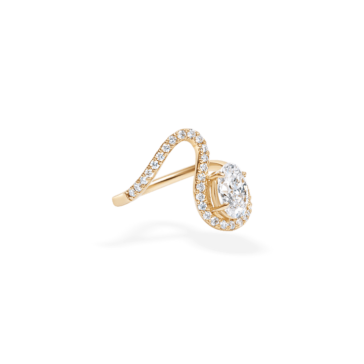 Oval solitaire engagement ring offered in gold and platinum