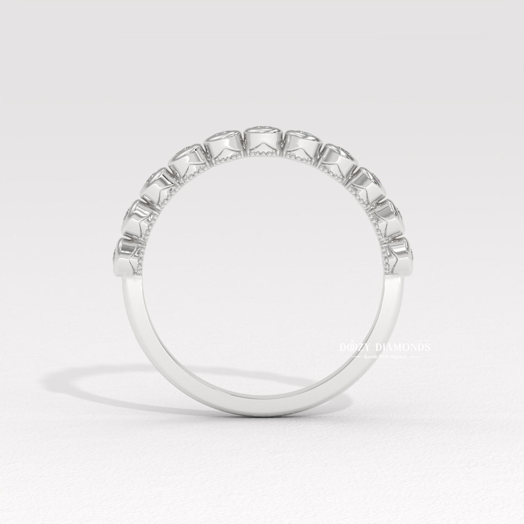 2.0MM Bezel diamond wedding band in rose gold