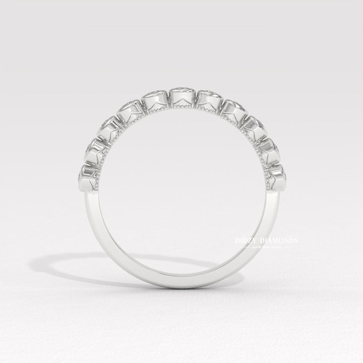 2.0MM Bezel diamond wedding band in rose gold