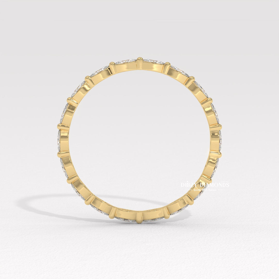 Marquise Full diamond band stacked with engagement ring