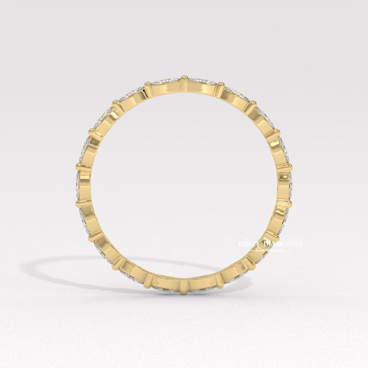 Marquise Full diamond band stacked with engagement ring