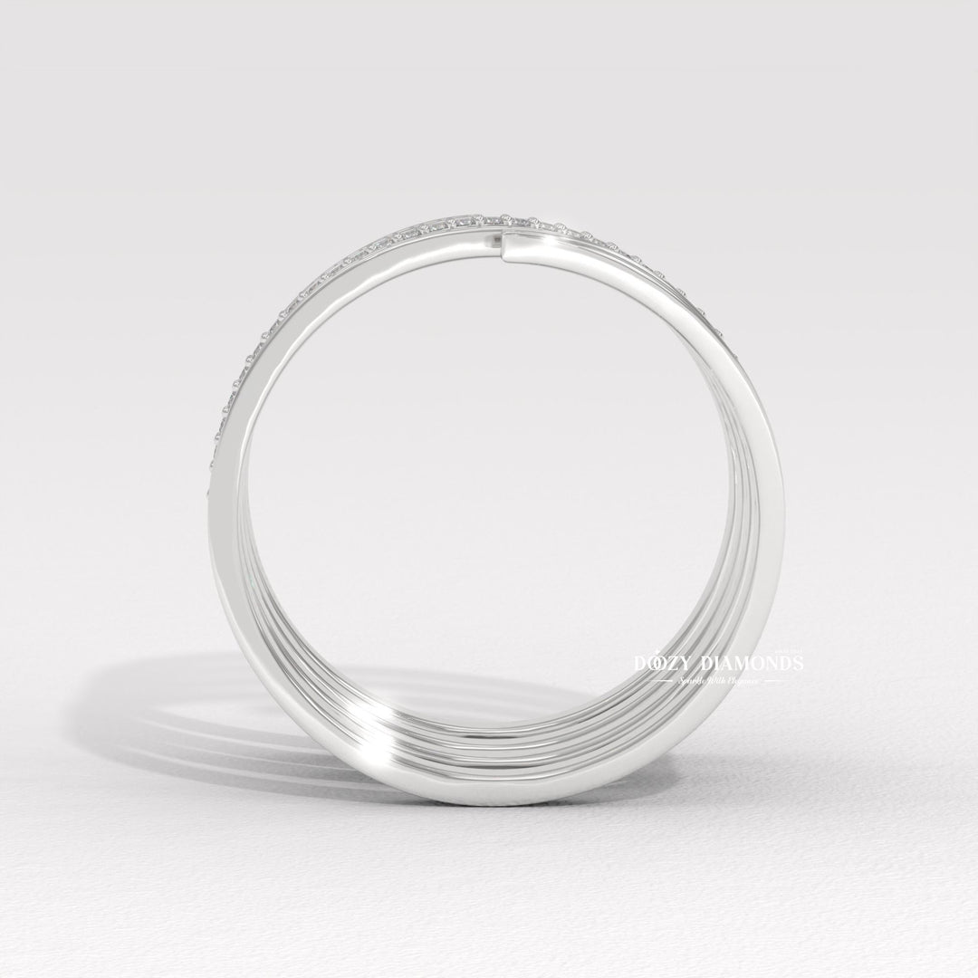Side view of round diamond wedding band
