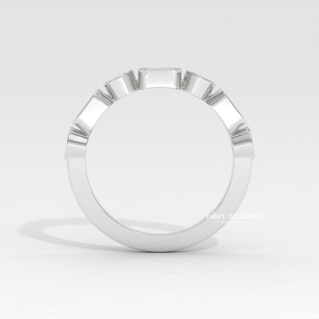 Bezel Set diamond wedding band in rose gold
