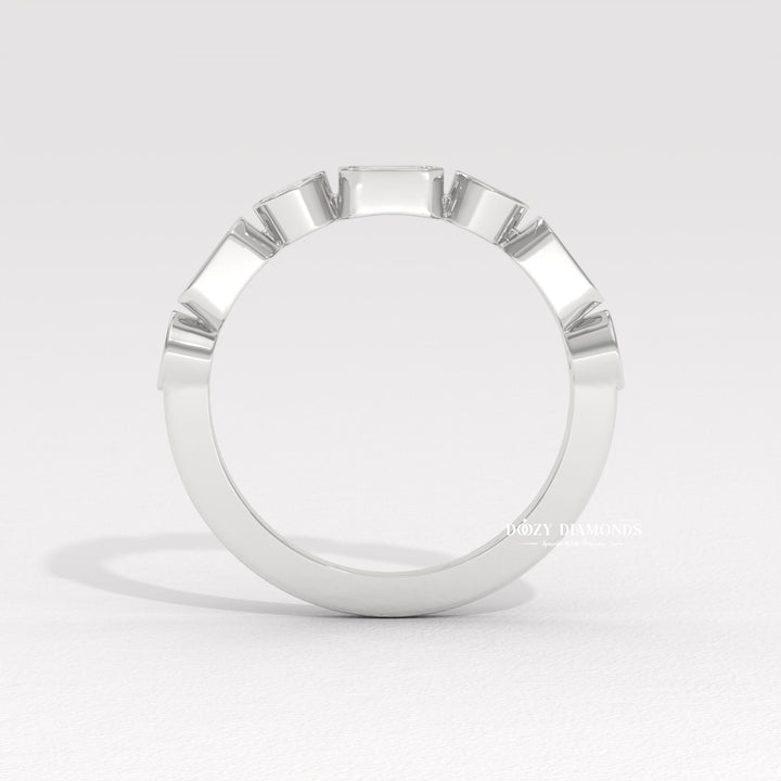 Bezel Set diamond wedding band in rose gold