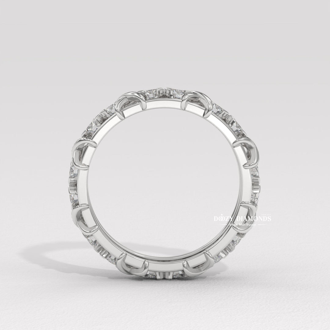 3.50MM Full Eternity Wedding Band - Crossover Unique Stacking Band