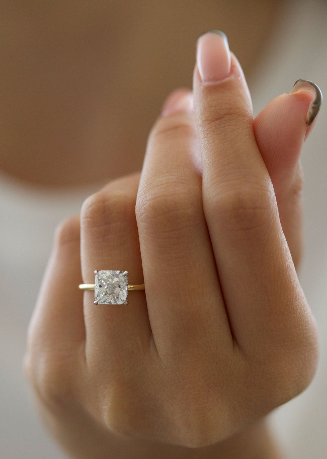 3.03CT cushion cut hidden halo engagement ring available to buy now