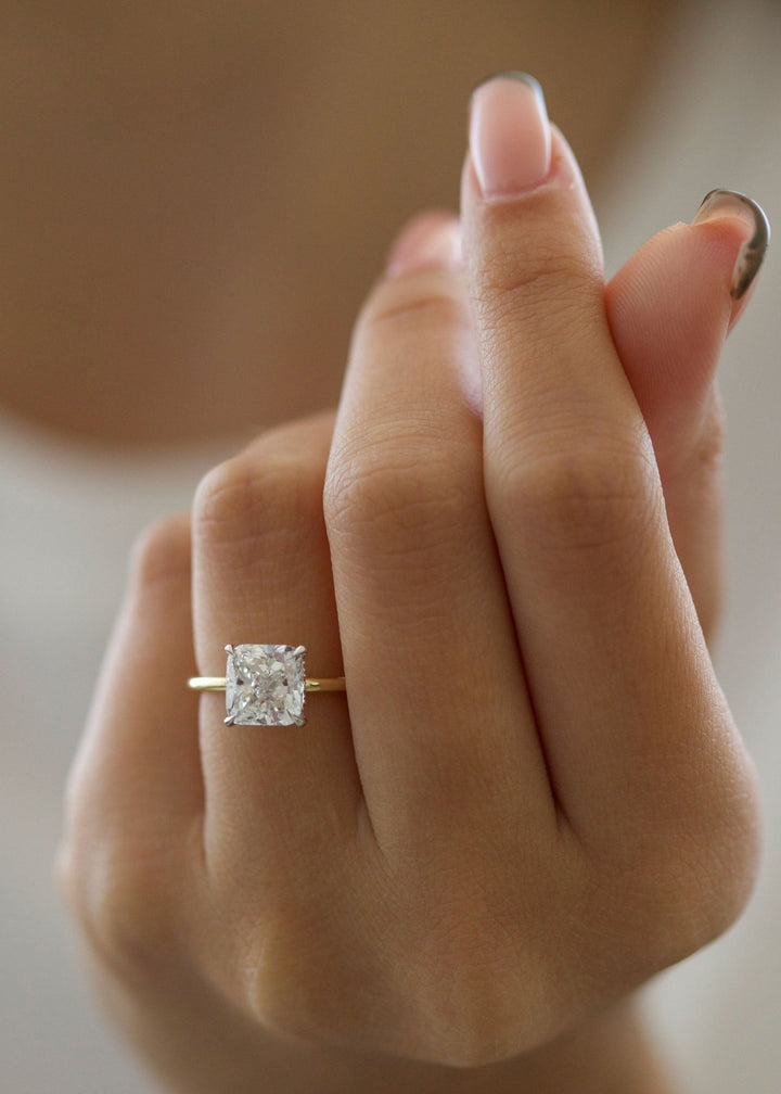 3.03CT cushion cut hidden halo engagement ring available to buy now