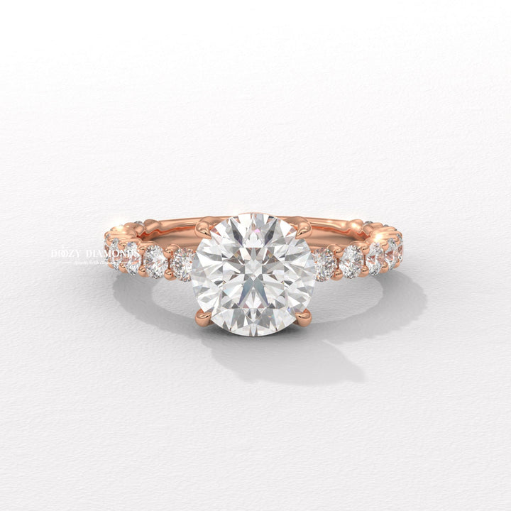 Round solitaire engagement ring with certified lab grown diamond