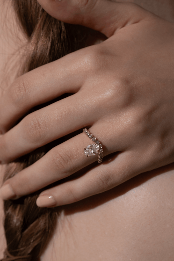 1.0CT oval cut pave engagement ring available to buy now