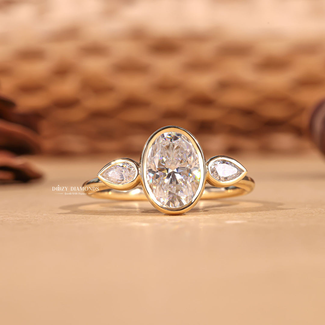 3.0CT oval cut bezel engagement ring available to buy now