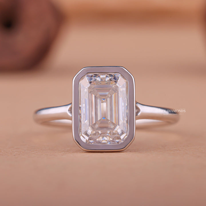 Discover emerald bezel lab grown diamond engagement ring online