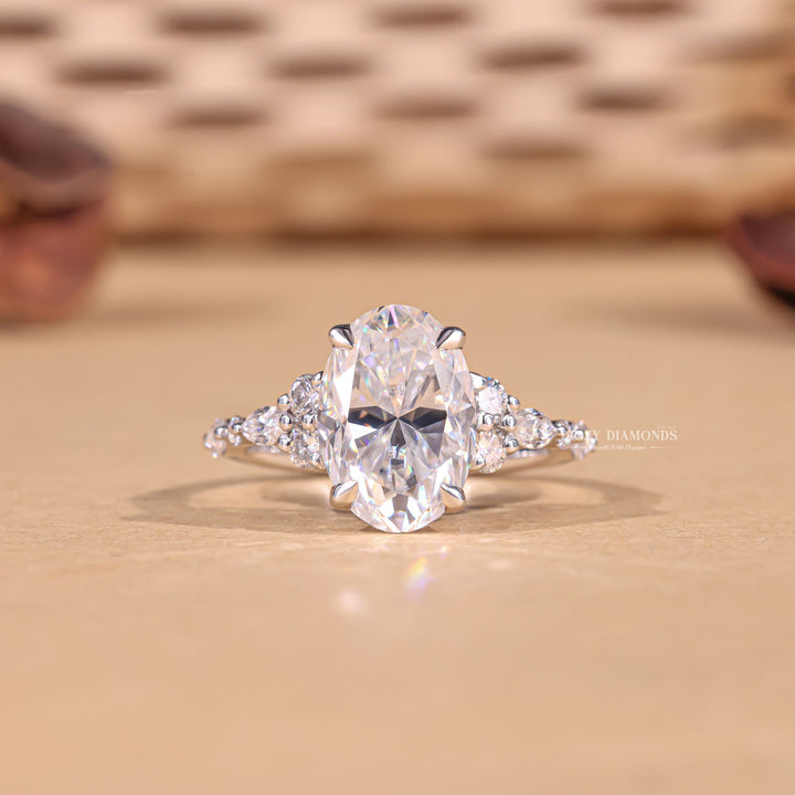 3.0CT oval cut cluster engagement ring available to buy now