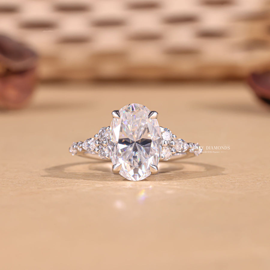 3.0CT oval cut cluster engagement ring available to buy now