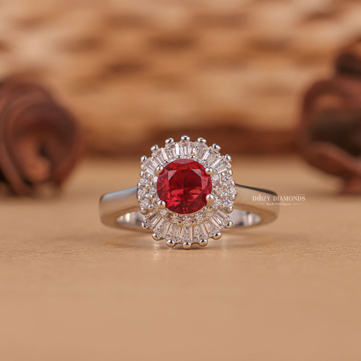Shop round cluster lab grown diamond engagement ring