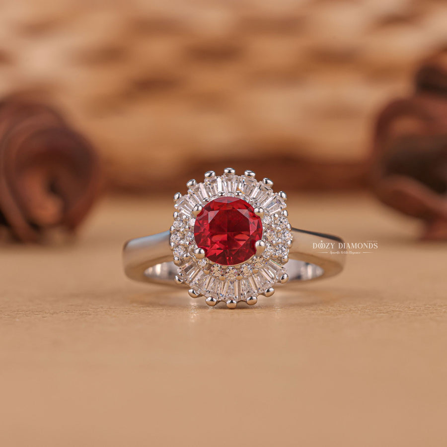 Shop round cluster lab grown diamond engagement ring