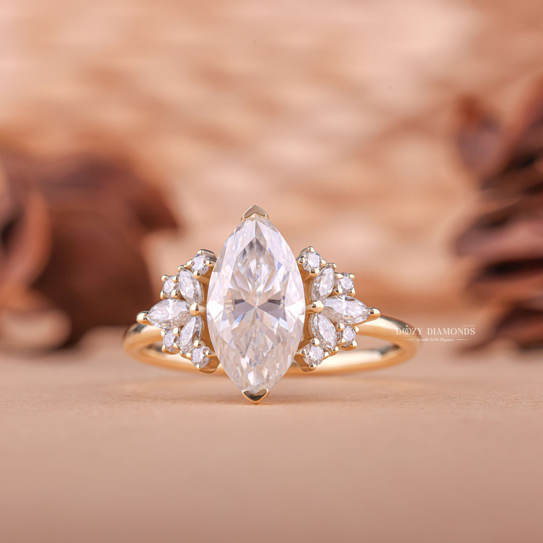 2.0CT marquise cluster lab grown diamond engagement ring for sale